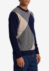 Ballantyne Diamond Pattern Wool Sweater Blue B2P000-5W022-93526