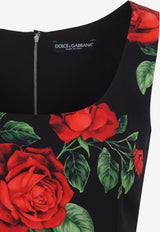 Rose Print Charmeuse Dress