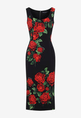 Rose Print Charmeuse Dress