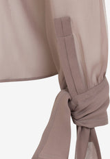 Crepe De Chine Long-Sleeved Blouse with Scarf