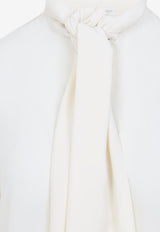 Crepe De Chine Long-Sleeved Blouse with Scarf