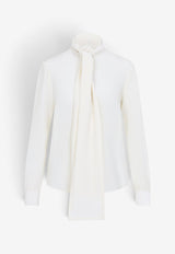 Crepe De Chine Long-Sleeved Blouse with Scarf