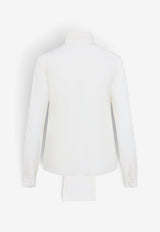 Crepe De Chine Long-Sleeved Blouse with Scarf