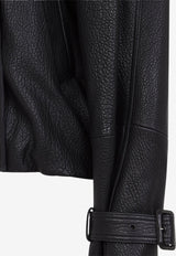 Double-Breasted Grained Leather Jacket