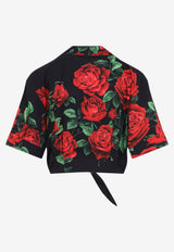 Rose Print Cropped Shirt