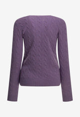 Polo Ralph Lauren Cable Knit Logo Sweater Purple 211971865502AMETHYST FALLS HEATHER_78c7d35c-65d1-4813-9d71-880909dba43f