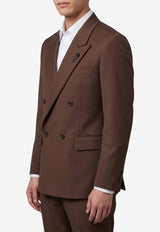 Lardini Double-Breasted Wool Blazer Brown AC5810E-ACIF67442-460