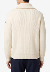 Moncler Logo Patch Half-Up Sweater Ivory L20919F00003-M1241-060