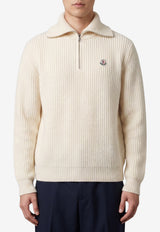 Moncler Logo Patch Half-Up Sweater Ivory L20919F00003-M1241-060