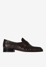 The Row Stitched Leather Loafers Dark Brown F1280-L894-DEO