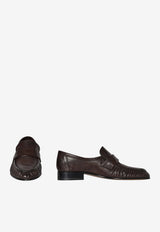 The Row Stitched Leather Loafers Dark Brown F1280-L894-DEO