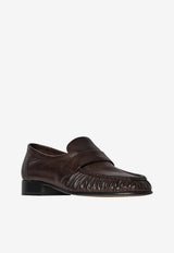 The Row Stitched Leather Loafers Dark Brown F1280-L894-DEO