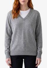 The Row Phora V-neck Ribbed Sweater Gray R000627-Y166-GTP