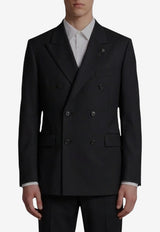 Lardini Double-Breasted Wool Suit Black AC5934E-CN64414-999