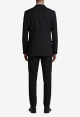 Lardini Double-Breasted Wool Suit Black AC5934E-CN64414-999