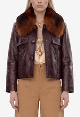 Chloé Short Leather Jacket Purple CH26ACV05223--56F