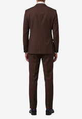 Lardini Single-Breasted Wool Suit Brown AC5931E-CN64414-440