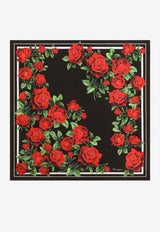 Dolce & Gabbana Rose Print Silk Square Scarf Multicolor FN090RGDDW3HH6EJ_ROSSONERO_70013811
