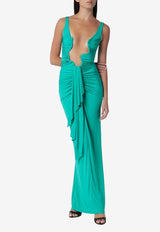 Christopher Esber Salacia Draped Maxi Dress Green 25013556VI/T_CHRES-MA