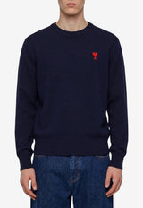 AMI PARIS Ami De Coeur Wool Sweater Blue HKS826-001-414