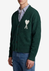 AMI PARIS Intarsia Knit Ami De Coeur Cardigan Green UKC365-KN0135-A279