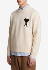 AMI PARIS Intarsia Knit Ami De Coeur Sweater Cream UKS838-018-151