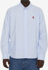 AMI PARIS Ami De Coeur Long-Sleeved Shirt Light Blue BFUSH063-CO0031-450