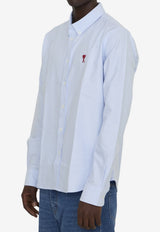 AMI PARIS Ami De Coeur Long-Sleeved Shirt Light Blue BFUSH063-CO0031-450