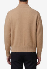 AMI PARIS Intarsia Knit Ami De Coeur Polo Sweater Beige UPL408-KN0135-A278