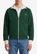 AMI PARIS Ami De Coeur Zip-Up Sweatshirt Green USW796-JE0245-A244