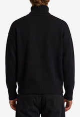 AMI PARIS Intarsia Knit Ami De Coeur High-Neck Sweater Black UKS839-018-009
