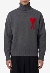 AMI PARIS Intarsia Knit Ami De Coeur High-Neck Sweater Gray UKS839-018-084