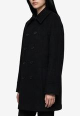 Saint Laurent Double-Breasted Wool Coat Black 866248-Y060R-1005