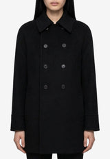 Saint Laurent Double-Breasted Wool Coat Black 866248-Y060R-1005