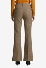 Saint Laurent Prince ff Wales Flared Wool Pants Beige A000KT-Y3L61-2242
