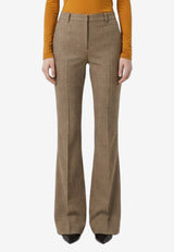 Saint Laurent Prince ff Wales Flared Wool Pants Beige A000KT-Y3L61-2242