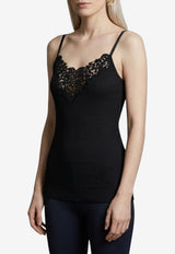 Saint Laurent Guipure Lace Silk Tank Top Black 876791-Y37SM-1000