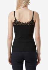 Saint Laurent Guipure Lace Silk Tank Top Black 876791-Y37SM-1000