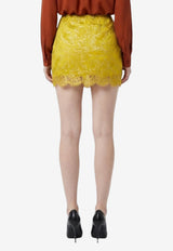 Saint Laurent Baroque Jacquard and Lace Mini Skirt Gold A003GZ-Y4L14-7148