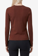Saint Laurent Cassandre Long-Sleeved Top Brown A001CJ-Y76MP-2020