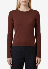 Saint Laurent Cassandre Long-Sleeved Top Brown A001CJ-Y76MP-2020