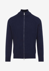 Stand-Collar Cashmere Zip Cardigan