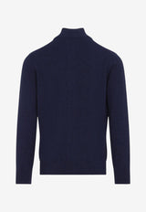 Stand-Collar Cashmere Zip Cardigan