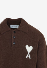 Intarsia Knit Ami De Coeur Polo Sweater