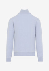 Half-Zip Up Cashmere Knit Sweater