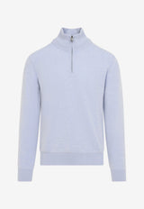 Half-Zip Up Cashmere Knit Sweater