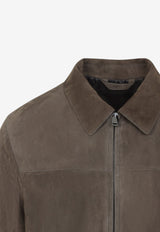 Suede Leather Blouson Jacket