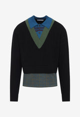 Medan Cable Knit Layered Polo Sweater