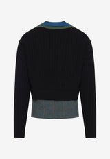 Medan Cable Knit Layered Polo Sweater
