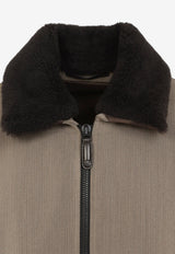 Shearling-Collar Blouson Jacket